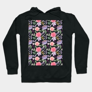 Repeated Watercolor Flower Pattern Hoodie